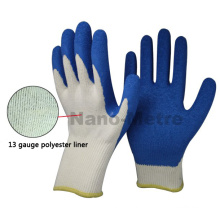 NMSAFETY 13 Gauge Sicherheits-Latexhandschuh blau latexbeschichteter Bauhandschuh gekräuselte Latexhandschuhe